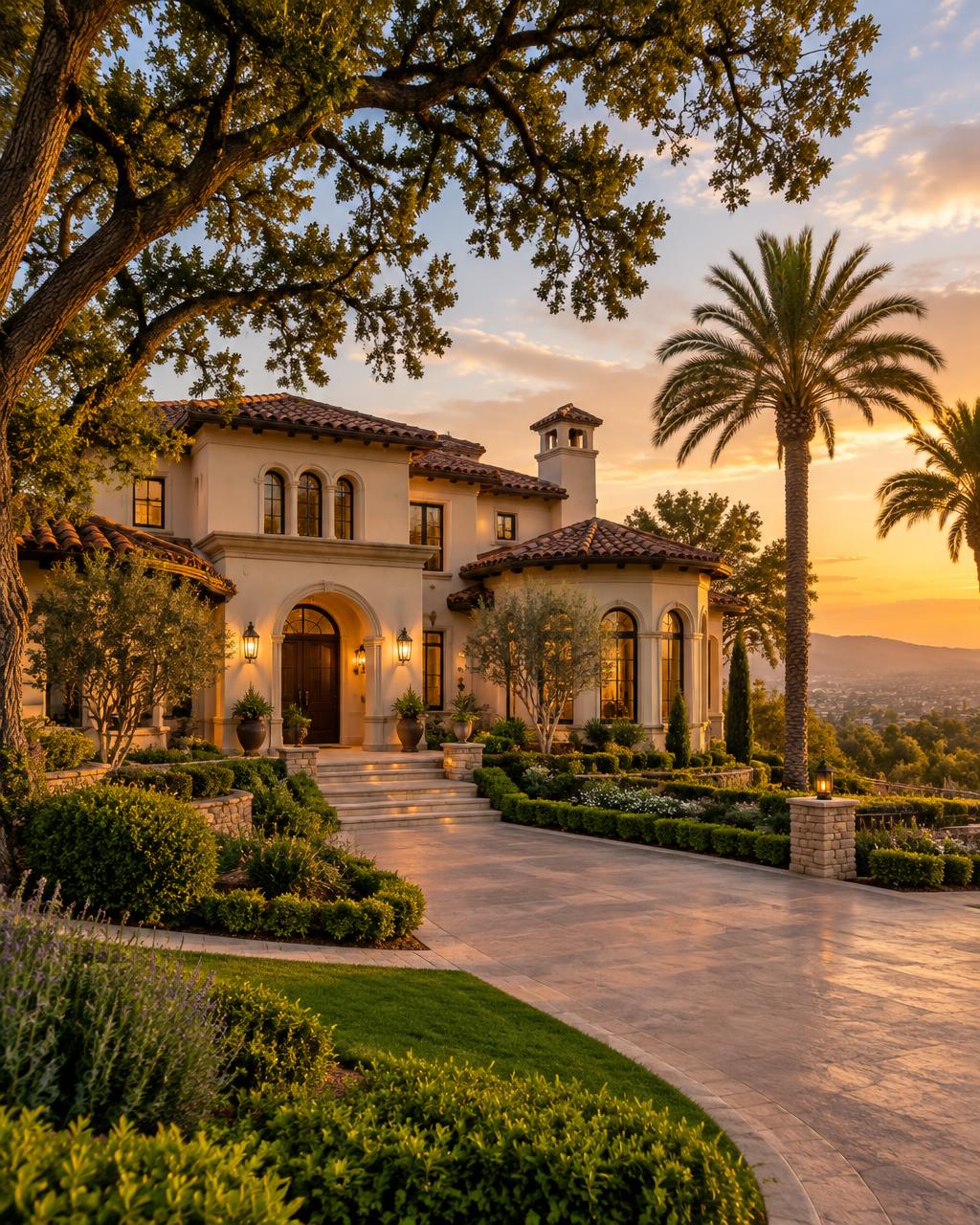 Elegant San Jose estate home at golden hour